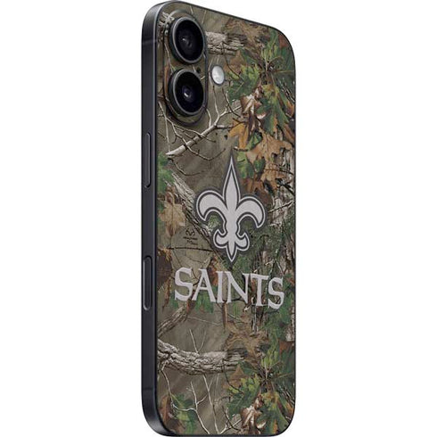 NFL New Orleans Saints Realtree Xtra Green Camo iPhone 16 Plus Skin